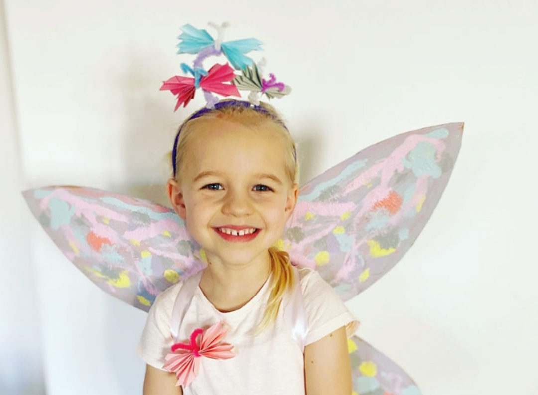 Schmetterling Faschingskostüm basteln, DIY Ideen Kinder
