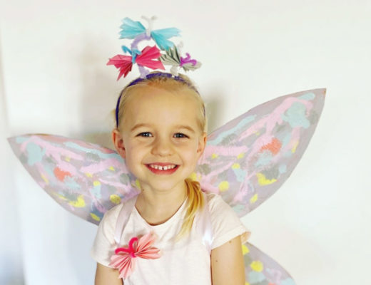 Schmetterling Faschingskostüm basteln, DIY Ideen Kinder